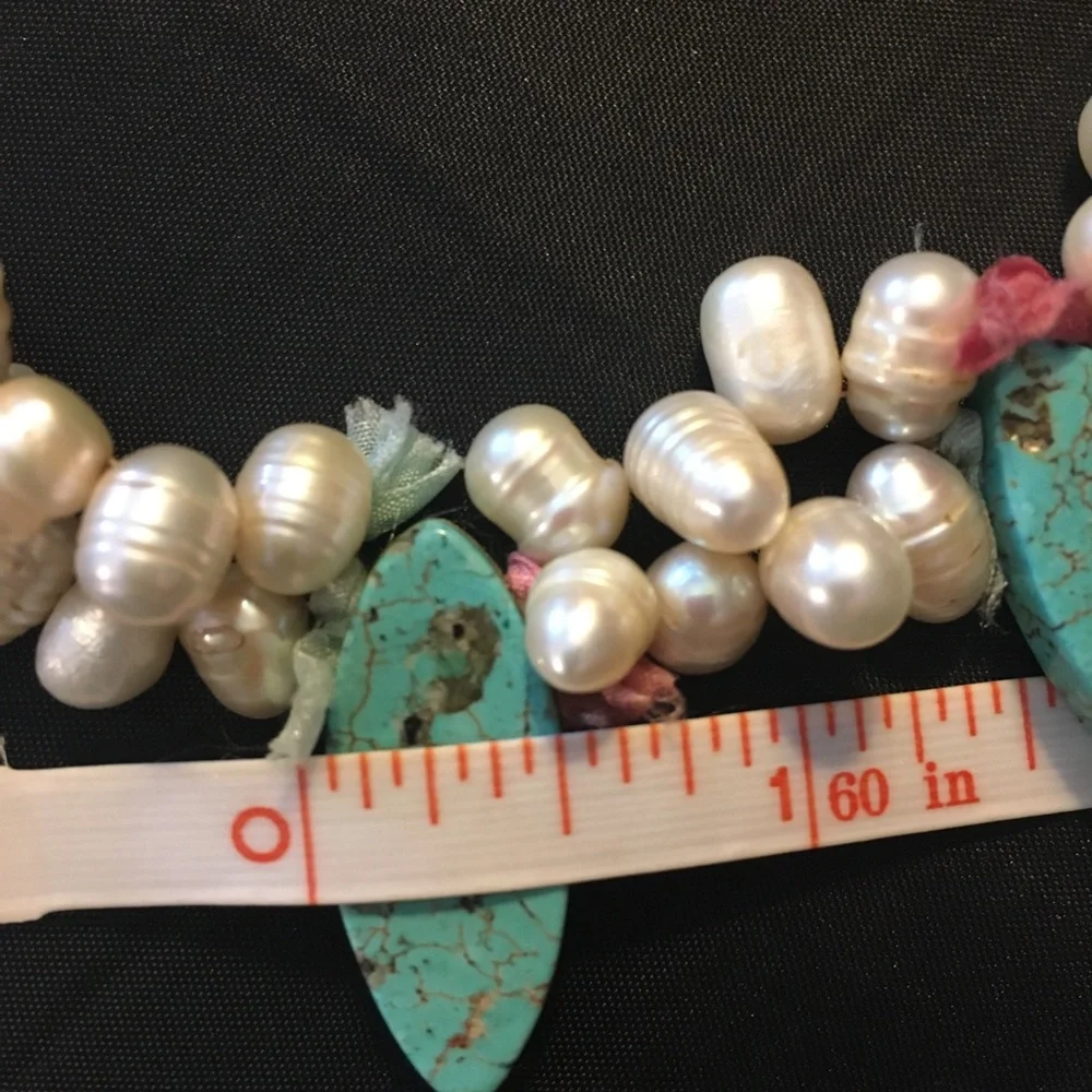 Stunning & Rare 48 Freshwater Pearls & Turquoise Vintage Necklace - FINAL SALE! - Picture 7 of 9